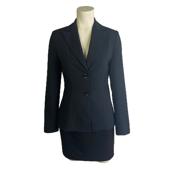 CUE BLACK BLAZER SINGLE BREAST BLAZER BACK SLIT  MADE IN AUSTRALIA WOMEN SIZE 8 - Picture 1 of 15